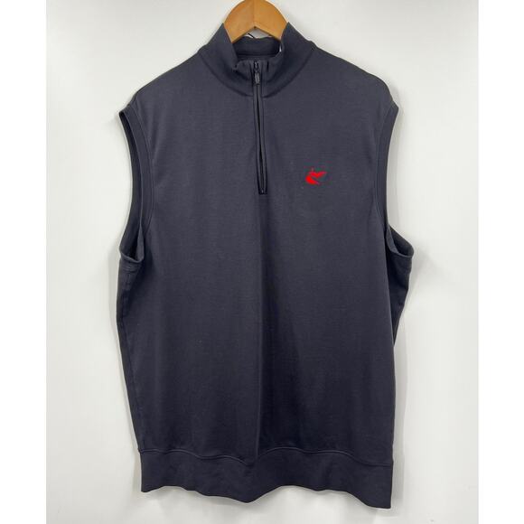 Peter Millar Black Pima Cotton Sleeveless Half Zip Mock Neck Sweater Vest XL - Picture 1 of 8